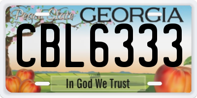 GA license plate CBL6333