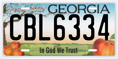 GA license plate CBL6334