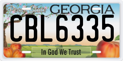 GA license plate CBL6335