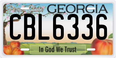 GA license plate CBL6336