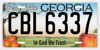 GA license plate CBL6337