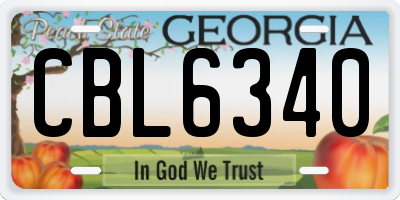 GA license plate CBL6340