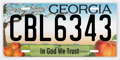 GA license plate CBL6343