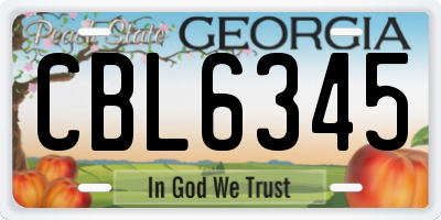 GA license plate CBL6345