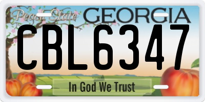 GA license plate CBL6347