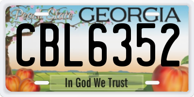 GA license plate CBL6352