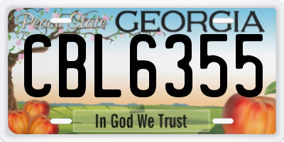 GA license plate CBL6355