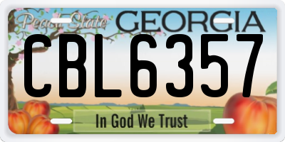 GA license plate CBL6357