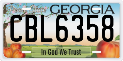 GA license plate CBL6358
