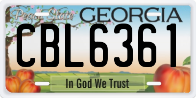 GA license plate CBL6361