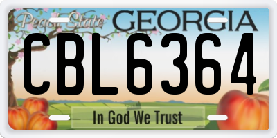 GA license plate CBL6364