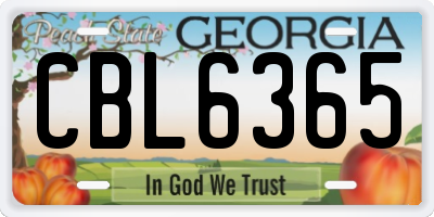 GA license plate CBL6365