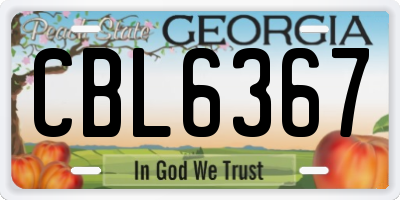 GA license plate CBL6367