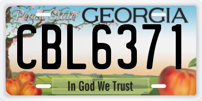 GA license plate CBL6371
