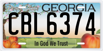 GA license plate CBL6374