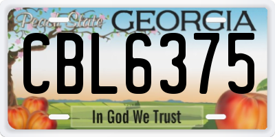 GA license plate CBL6375