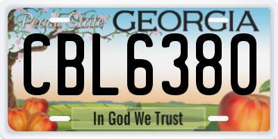 GA license plate CBL6380