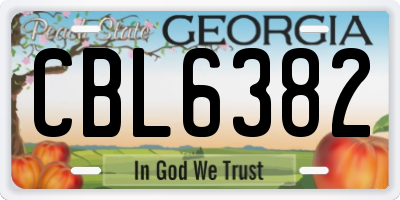 GA license plate CBL6382