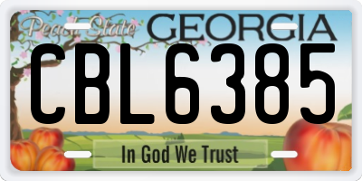 GA license plate CBL6385
