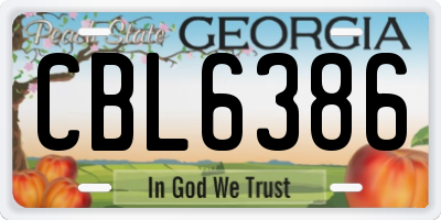 GA license plate CBL6386
