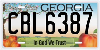 GA license plate CBL6387