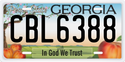 GA license plate CBL6388