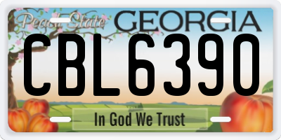 GA license plate CBL6390