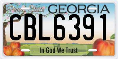 GA license plate CBL6391