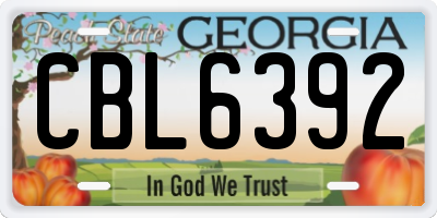 GA license plate CBL6392