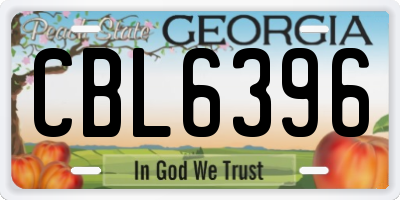 GA license plate CBL6396