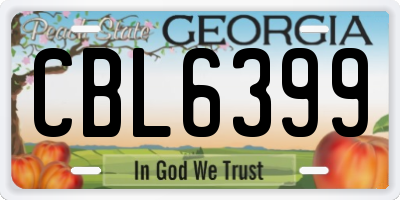 GA license plate CBL6399