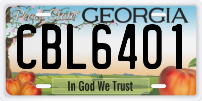 GA license plate CBL6401