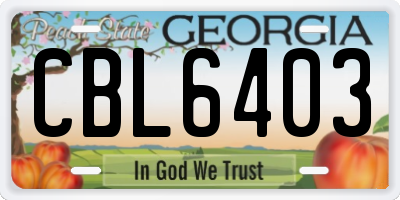 GA license plate CBL6403