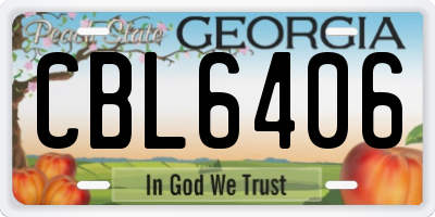 GA license plate CBL6406