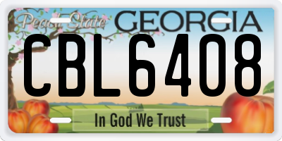 GA license plate CBL6408