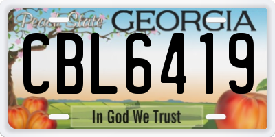 GA license plate CBL6419