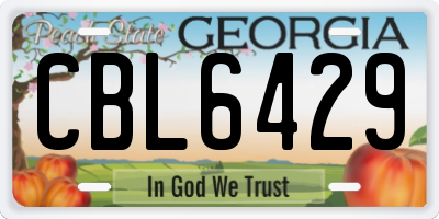GA license plate CBL6429