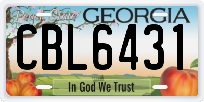 GA license plate CBL6431