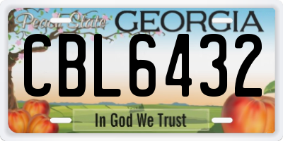 GA license plate CBL6432