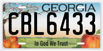 GA license plate CBL6433