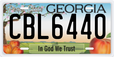 GA license plate CBL6440