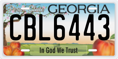 GA license plate CBL6443