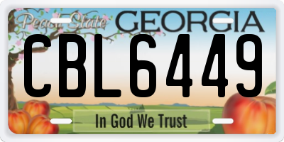 GA license plate CBL6449