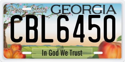 GA license plate CBL6450