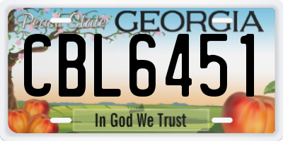GA license plate CBL6451