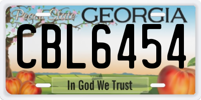 GA license plate CBL6454
