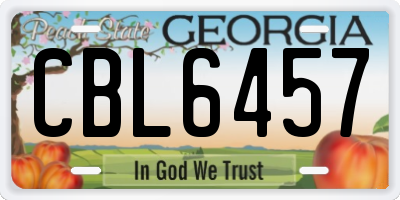 GA license plate CBL6457