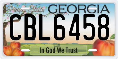 GA license plate CBL6458