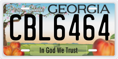 GA license plate CBL6464