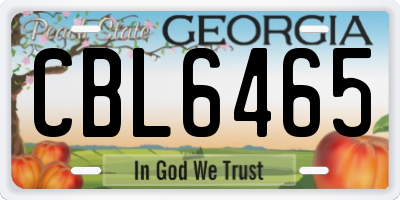 GA license plate CBL6465